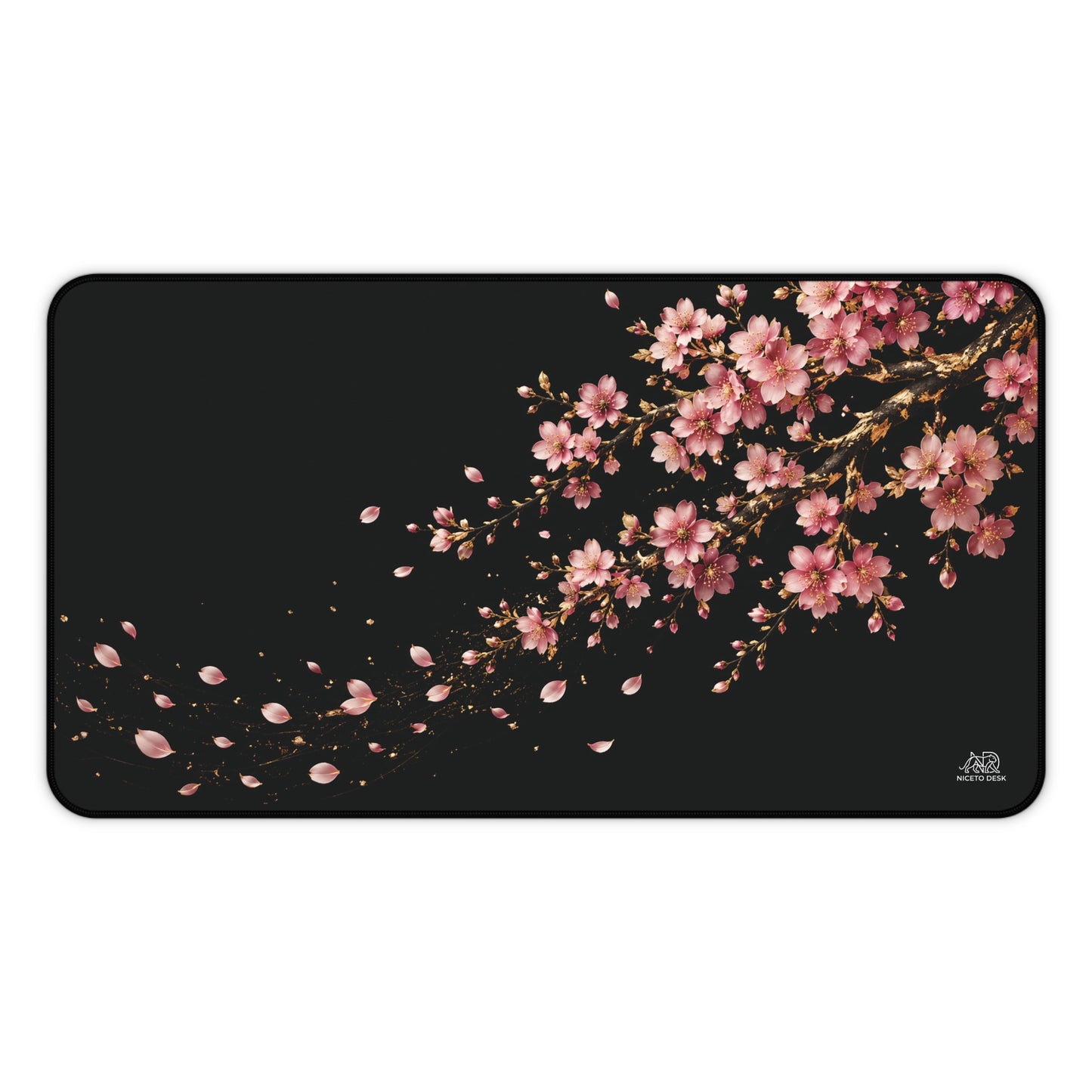 Golden Cherry Blossom Desk Mat
