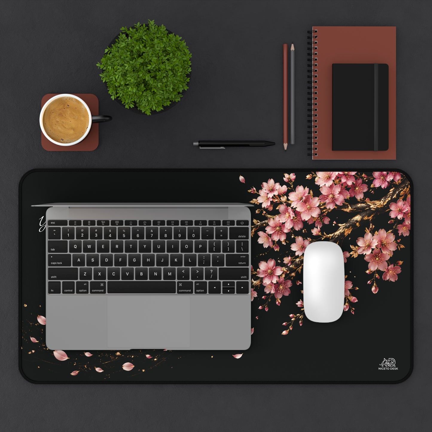 Golden Cherry Blossom Personalized Desk Mat