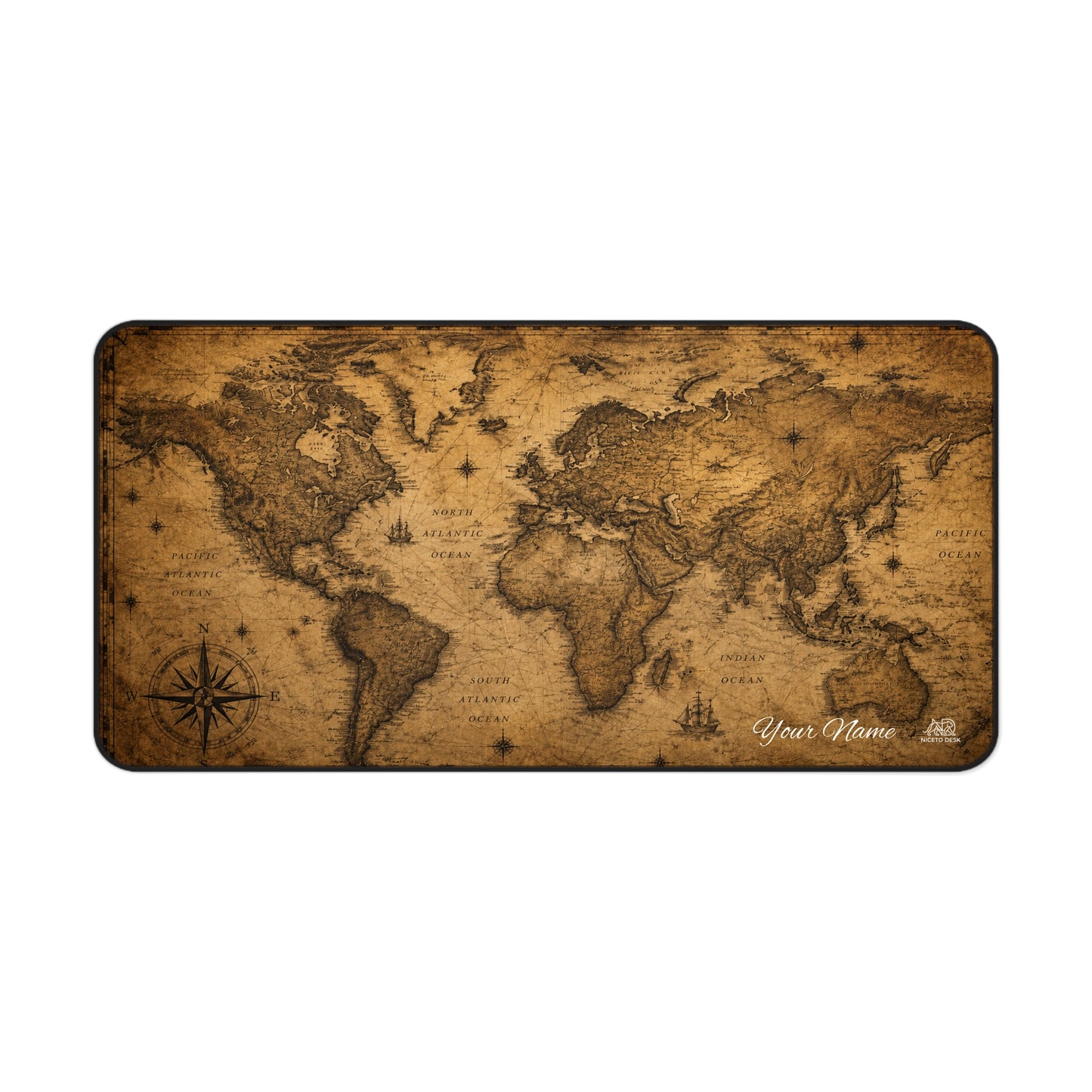 Vintage Map Personalized Desk Mat