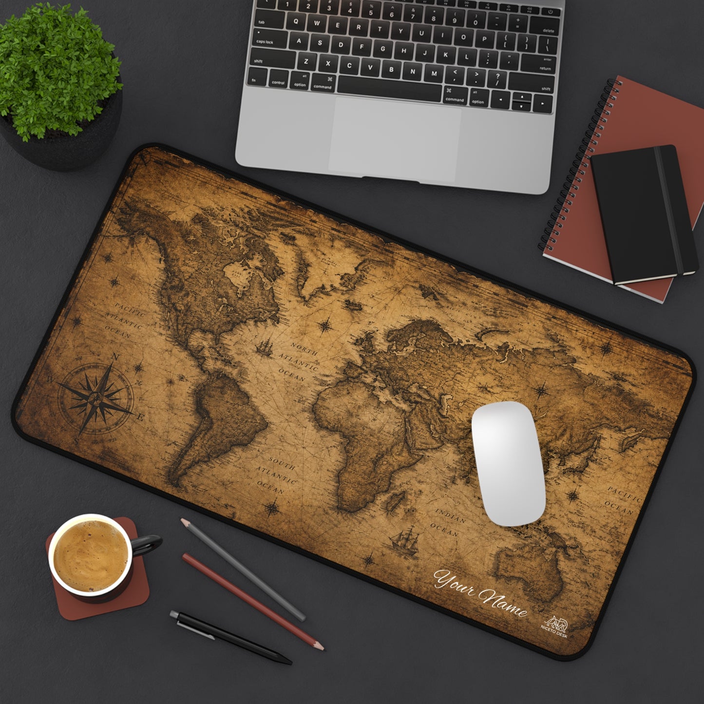 Vintage Map Personalized Desk Mat