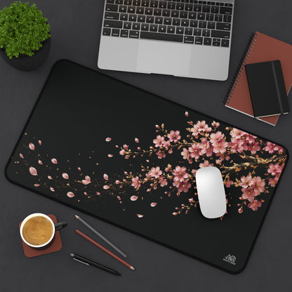 Golden Cherry Blossom Desk Mat